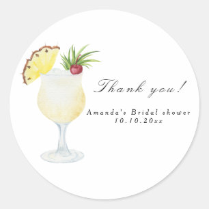 Sticker Rond Pina Colada Cocktail Baby Shower pour la Mariée