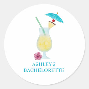 Sticker Rond Piña Colada Fête des mariées de Mariage tropical