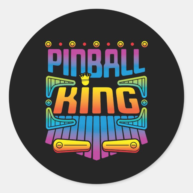 Sticker Rond Pinball King Arcade Game Player (Devant)