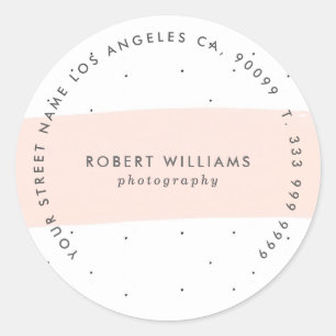 Sticker Rond Pinceau Abstrait rose minimaliste