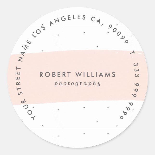 Sticker Rond Pinceau Abstrait rose minimaliste (Devant)