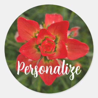 Sticker Rond Pinceau de peinture rouge vibrant Wildflower