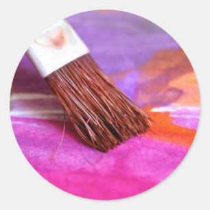 Sticker Rond Pinceau Peinture Artiste