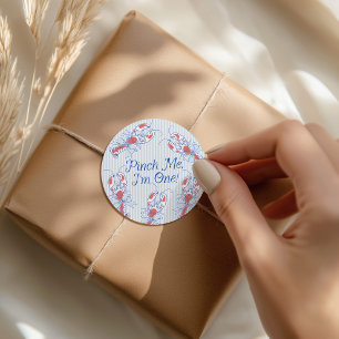Sticker Rond Pincez-Moi, J'ai Un An Vintage Homard Bleu 1er Ann