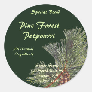Sticker Rond Pine Bough sur Forest Green