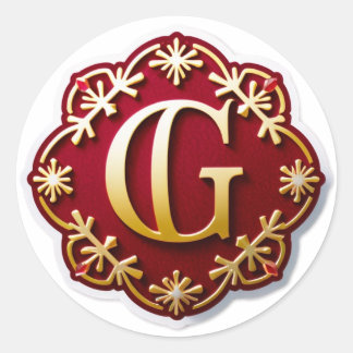 Sticker Rond Pine F Christmas Monogram