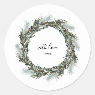 Sticker rond Pine neige Wreath Noël