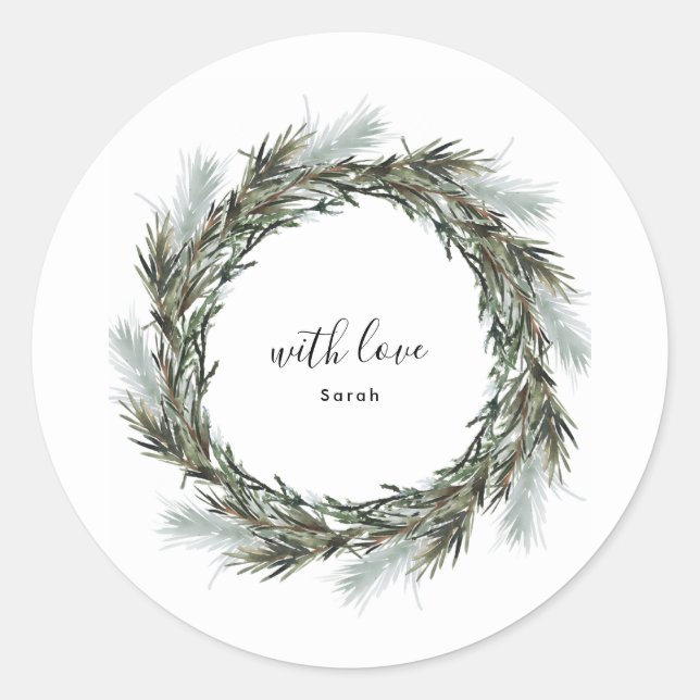 Sticker rond Pine neige Wreath Noël (Devant)