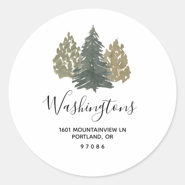 Sticker Rond Pine Tree Noël Retour Adresse Enveloppe Phoques (Devant)