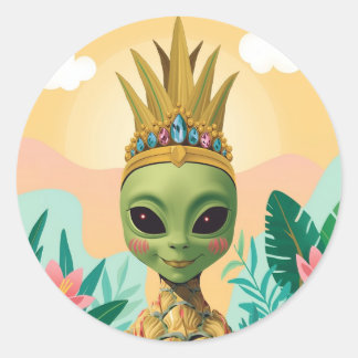 Sticker Rond Pineapple Alien – Art Fruit Tropical Drôle