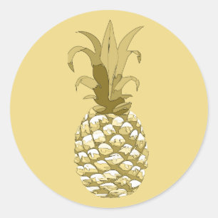 Sticker Rond Pineapple Gold ID239