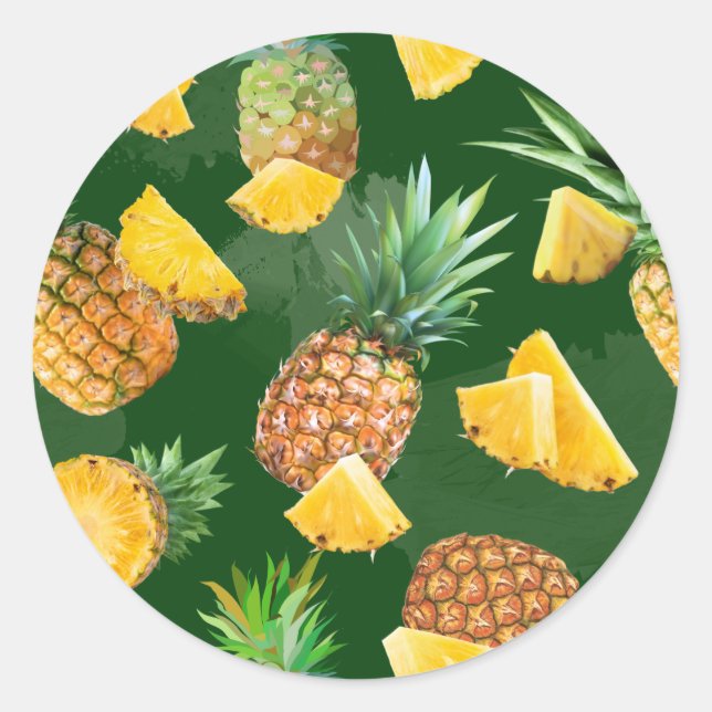 Sticker Rond Pineapple Pattern 9 (Devant)