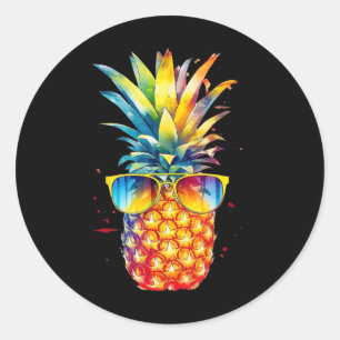 Sticker Rond Pineapples Sungles Aloha Plages Hawaii 1