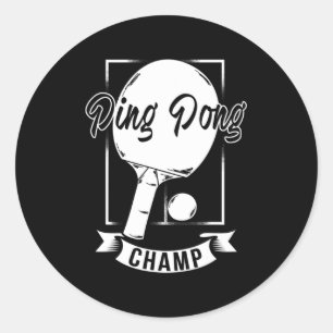 Sticker Rond Ping Pong Champ Amusant Table Tennis Joueur Tee