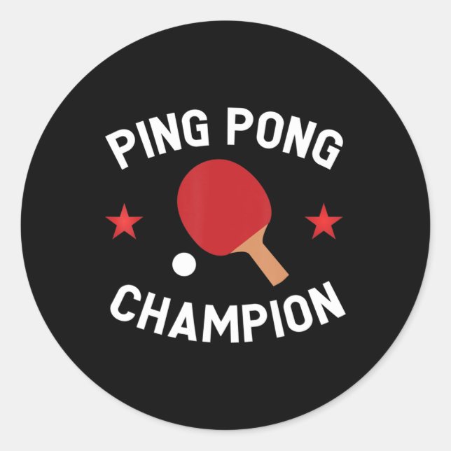 Sticker Rond Ping Pong Champion Table Tennis Lover Cadeau (Devant)