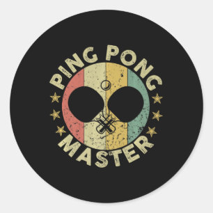 Sticker Rond Ping Pong Master Champion Table Tennis Coach Paddl