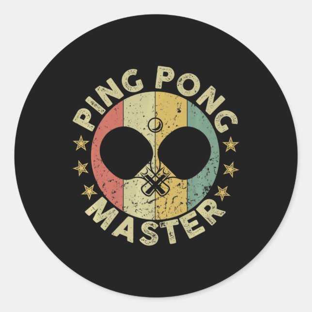 Sticker Rond Ping Pong Master Champion Table Tennis Coach Paddl (Devant)