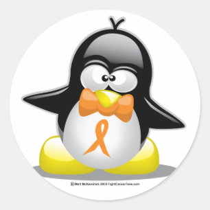 Sticker Rond Pingouin à ruban orange