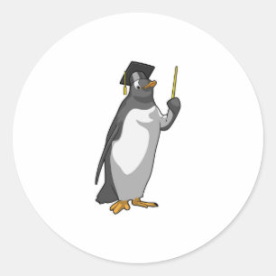 Sticker Rond Pingouin as Teacher with Pointer