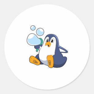 Sticker Rond Pingouin avec bulles de savon.PNG