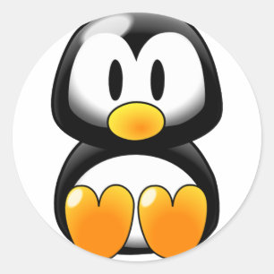 Sticker Rond Pingouin bébé mignon - Personnalisable