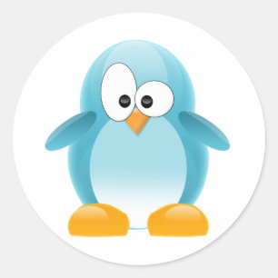 Sticker Rond Pingouin bleu
