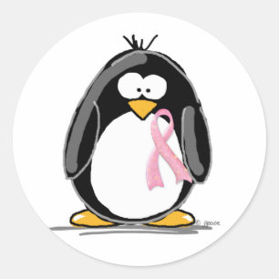 Sticker Rond Pingouin contre le cancer du sein