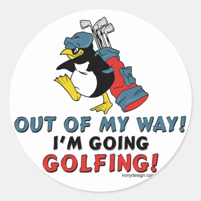 Sticker Rond Pingouin de golf (Devant)