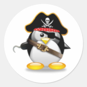Sticker Rond Pingouin de pirate
