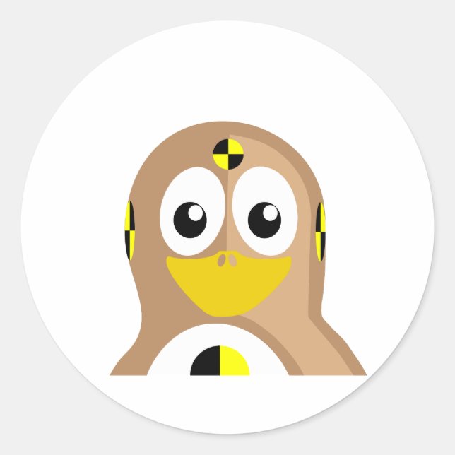 Sticker Rond Pingouin de test d'écrasement (Devant)