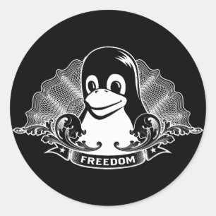 Sticker Rond Pingouin de Tux - (Linux, Open Source, Copyleft,