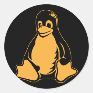 Sticker Rond Pingouin de Tux - (Linux, Open Source, Copyleft,