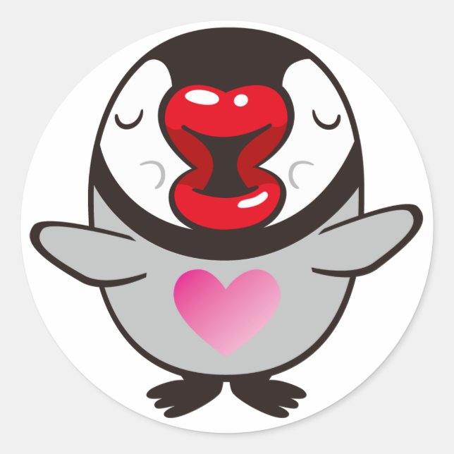 Sticker Rond pingouin embrassant (Devant)