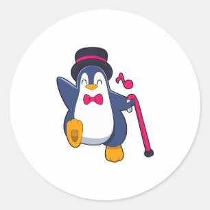 Sticker Rond Pingouin en Groom avec Cravate