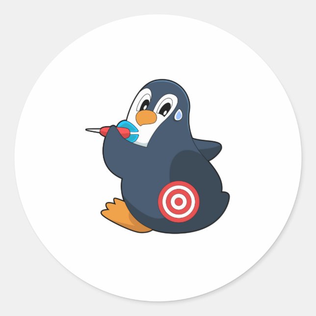 Sticker Rond Pingouin fléchettes fléchettes (Devant)