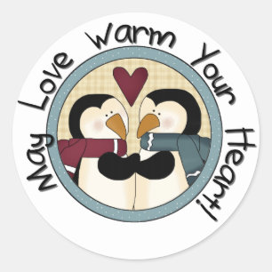 Sticker Rond Pingouin Love T-shirts et cadeaux de vacances