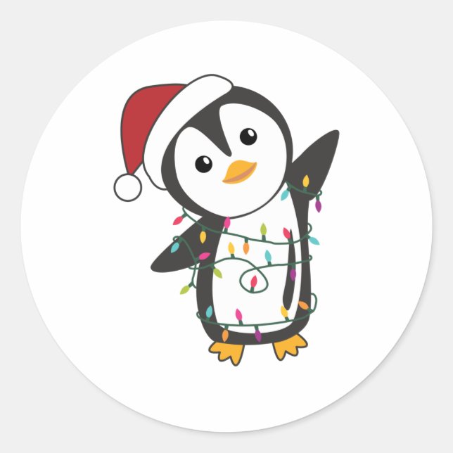 Sticker Rond Pingouin Noël Neige Animaux d'hiver Pingouins (Devant)