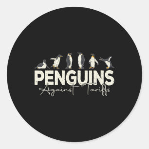 Sticker Rond Pingouins contre les droits de douane Drôle animal