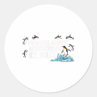 Sticker Rond Pingouins contre les trous de glace autoritaires