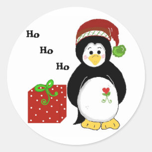Sticker Rond Pingouins de Noël