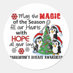 Sticker Rond Pingouins de Noël Maladie de Parkinson