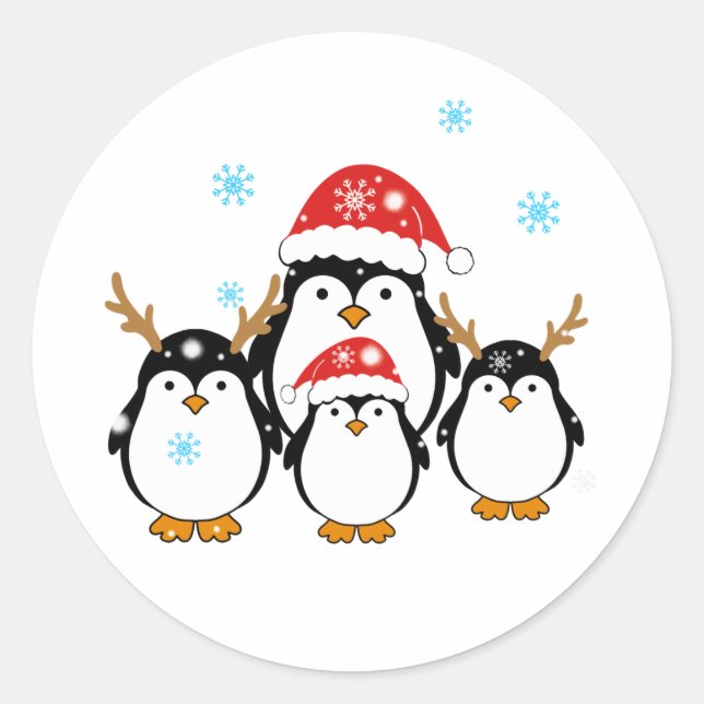 Sticker Rond Pingouins de vacances (Devant)