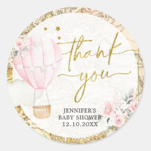 Sticker Rond Pink Air Balloon n'est-elle pas un Merci extraordi