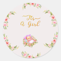 Pink and Gold Flower thème c'est un baby shower fi