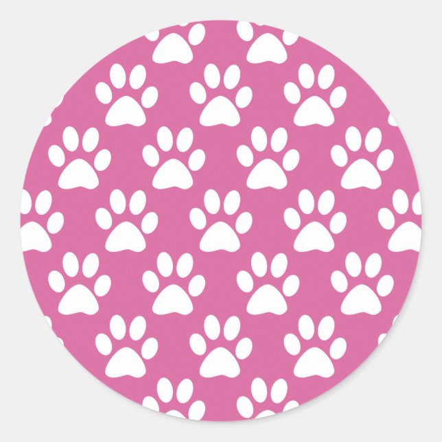 Sticker Rond Pink and white puppy paws (Devant)