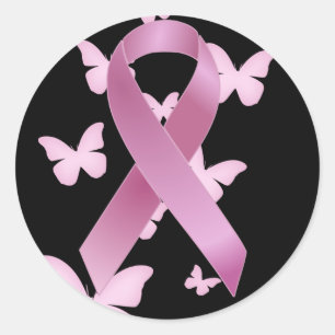 Sticker Rond Pink Aware Ribbon