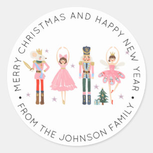 Sticker Rond Pink Ballerina Nutcracker Noël
