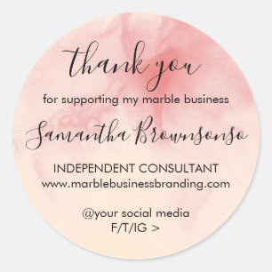 Sticker Rond Pink Beige Modern Ombre patron fille merci