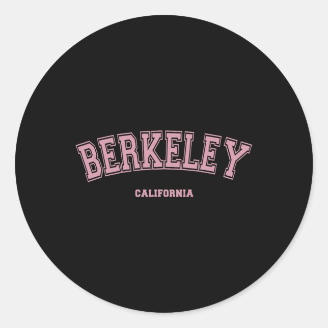 Sticker Rond Pink Berkeley California Ca Varsity Style On Berke (Devant)