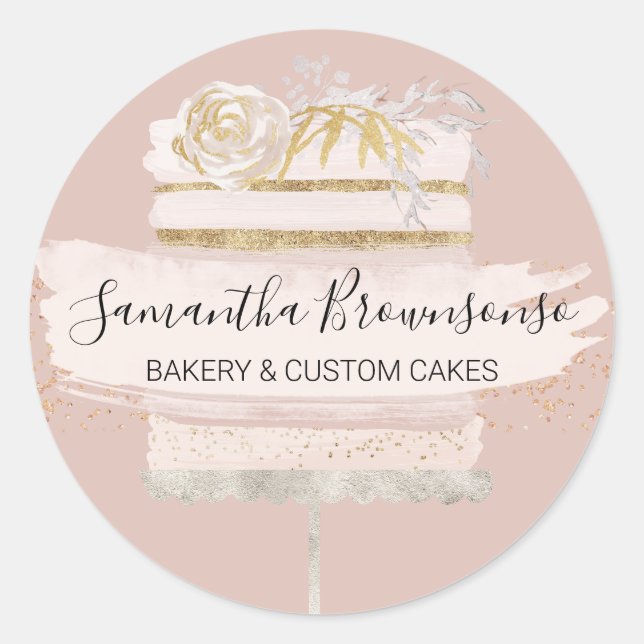 Sticker Rond Pink Blush maison boulangerie mariage pâtisserie (Devant)